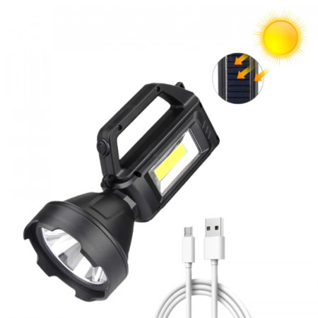 Lanterna profesionala cu LED puternic, incarcare solara, acumulator reincarcabil si functie de powerbank