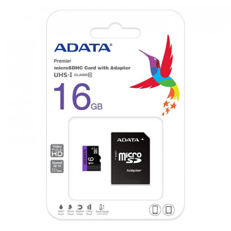 Card microsd 16 GB, cititor card inclus, clasa viteza 10