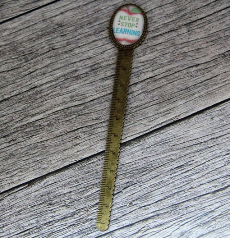 Semn de carte, bronz, cu mesaj personalizat - &quot;Never stop learning&quot; - Img 2