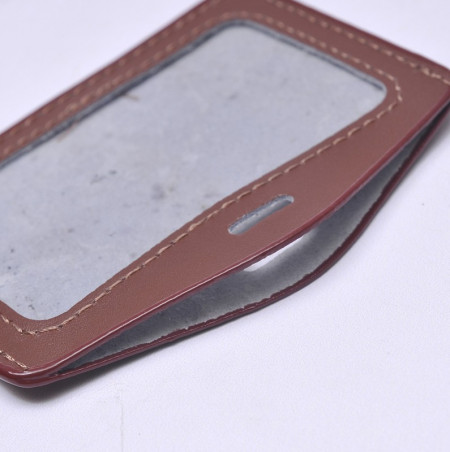 Suport ecuson, orizontal, piele maro, 100 x 80 mm - Img 2