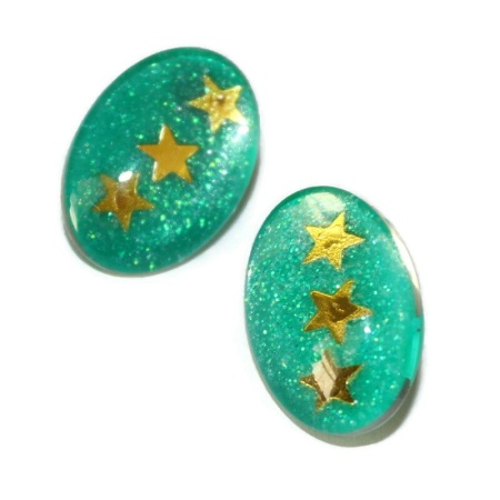 Cercei pictati Ingrid cu stelute aurii si glitter - Img 2