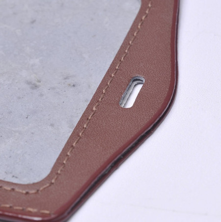 Suport ecuson, orizontal, piele maro, 100 x 80 mm - Img 3