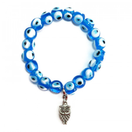 Bratara amuleta protectoare Evil Eye si charm bufnita