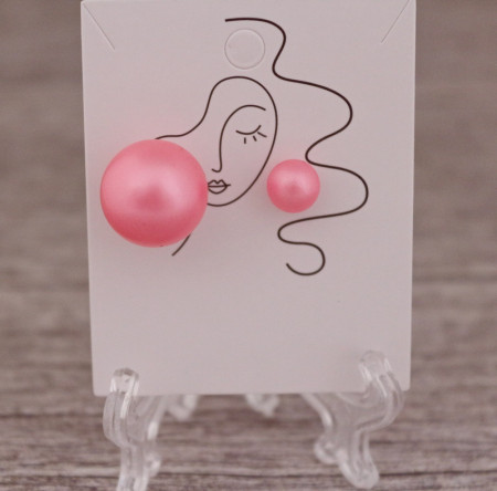 Cercei "Double pearl" roz