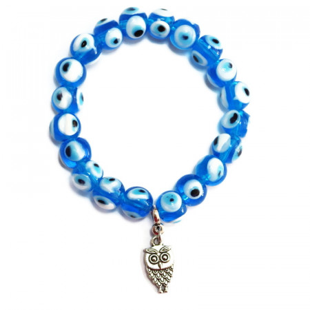 Bratara amuleta protectoare Evil Eye si charm bufnita - Img 2