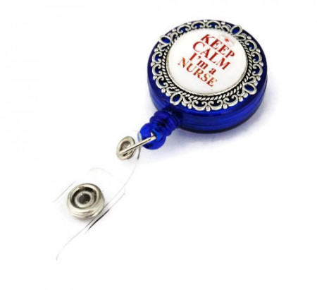 Accesoriu ecuson cu mesajul "Keep calm, I'm a nurse"