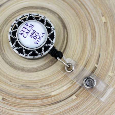 Accesoriu ecuson - "Keep calm and do yoga" - stea argintie