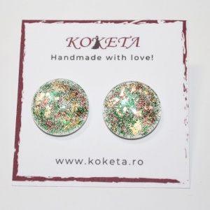 Cercei Christmas Shine cu glitter colorat si foita aurie - Img 2