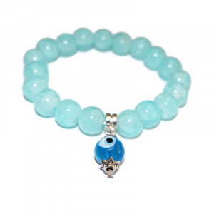 Bratara amuleta protectoare Evil Eye cu accesorii metalice - Img 2