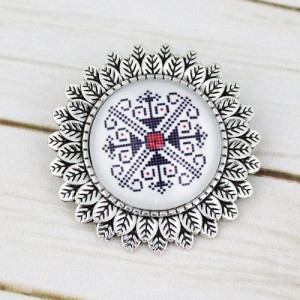 Brosa sun flower personalizata cu motiv traditional - M3