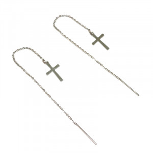 Cercei Maria cu lantisor si cruciulita - Img 3