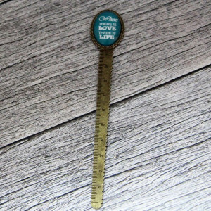 Semn de carte, bronz, cu mesaj personalizat - "Where there is love" - Img 2