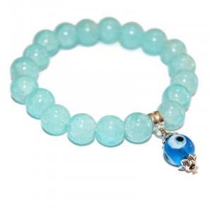 Bratara amuleta protectoare Evil Eye cu accesorii metalice - Img 3