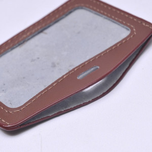 Suport ecuson, orizontal, piele maro, 100 x 80 mm - Img 2