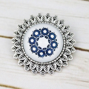 Brosa sun flower personalizata cu mandala albastra M2