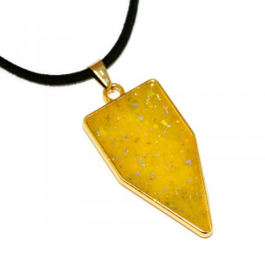 Pandantiv handmade rasina geometric galben glitter