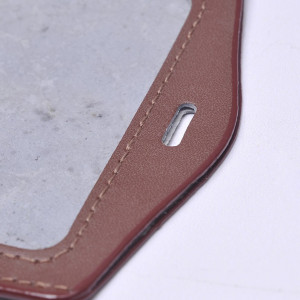 Suport ecuson, orizontal, piele maro, 100 x 80 mm - Img 3