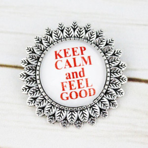 Brosa sun flower cu mesaj personalizat "Keep calm and feel good"
