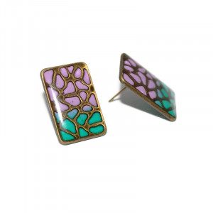 Cercei bronz "Animal print" - verde&mov - Img 2