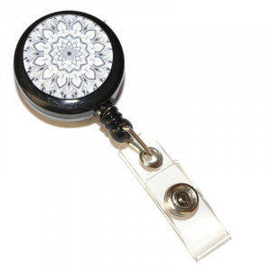 Accesoriu ecuson negru cu Mandala Yin si Yang