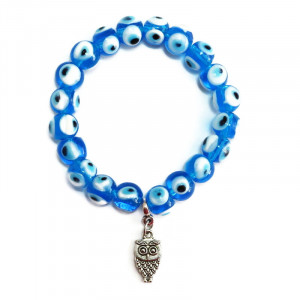Bratara amuleta protectoare Evil Eye si charm bufnita