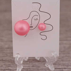 Cercei "Double pearl" roz