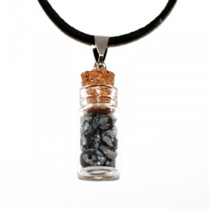 Colier pandantiv '"Sticluta cu obsidian"
