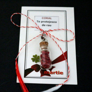 Pandantiv martisor coral-piatra protectiei