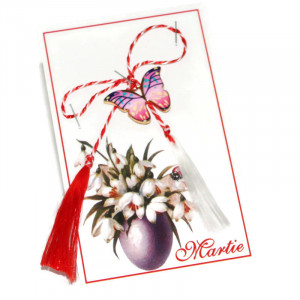 Martisor fluturas cu snur si cartonas