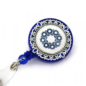 Accesoriu ecuson personalizat cu mandala albastra