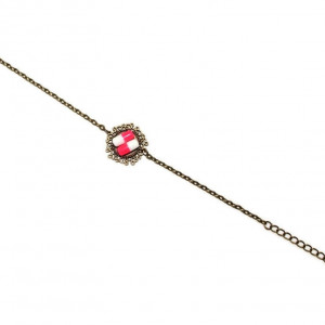 Bratara model floral cu pastilute fuchsia din rasina - Img 2