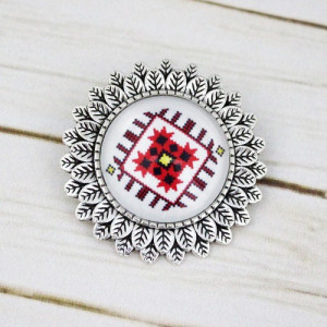Brosa sun flower personalizata cu motiv traditional - M3