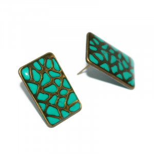Cercei bronz "Animal print" - verde - Img 2