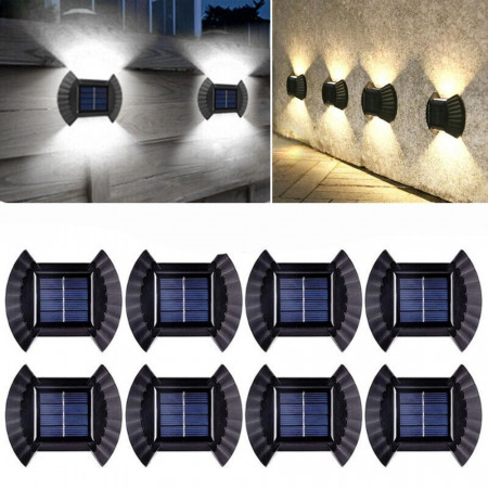 SET 8 LAMPI SOLARE DECORATIVE BIDIRECTIONALE CU LED ALB CALD