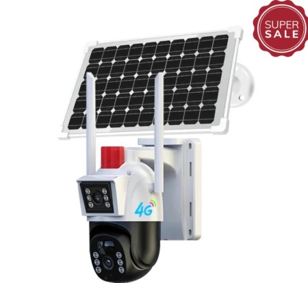 Camera de Supraveghere cu Panou Solar slot SIM 4G V380Pro 6MP