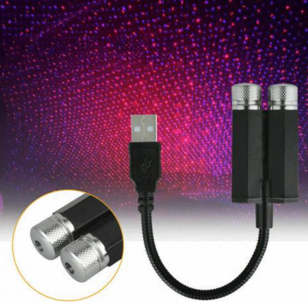 Proiector auto cu lumina laser ambientala - 2 culori USB