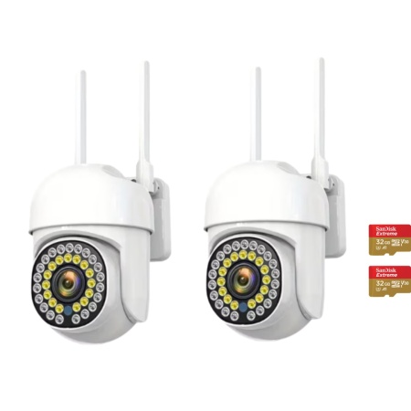 PACHET 2 CAMERE SUPRAVEGHERE WIFI JORTAN JT-8161QJ + 2 X CARD 32GB