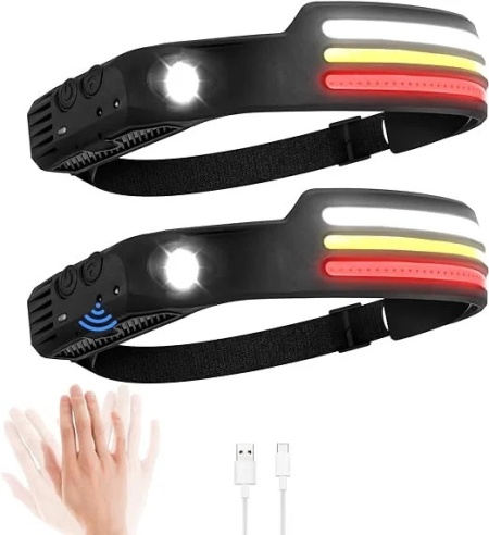 Set 2 x lanterna cap cu 3 benzi LED senzor miscare