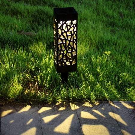 Set 8 x Lampa solara decorativa, alb cald, 28 cm, negru