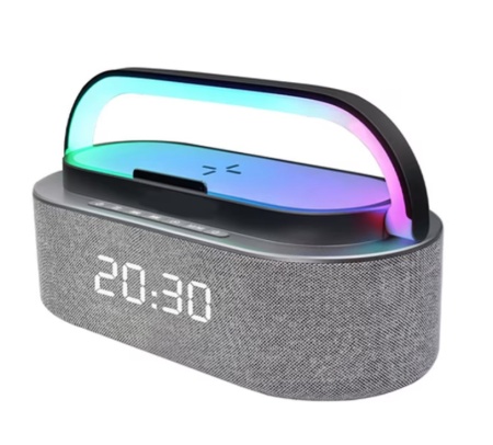 Boxa portabila S305 cu incarcare wireless, ceas si lunimi Rgb