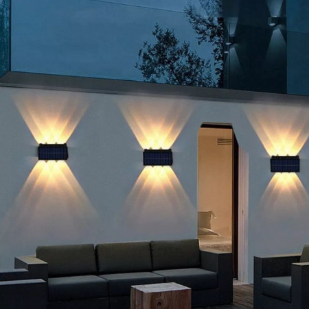 Lampa solara de perete cu 6 LED-uri, lumina alb calda