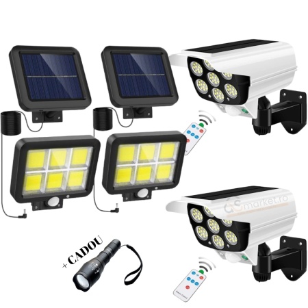 PACHET SOLAR 2 PROIECTOARE + 2 CAMERE SOLARE FALASE + LANTERNA CADOU