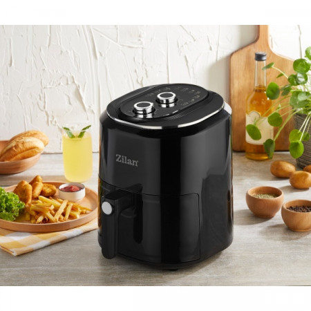 Friteuza cu aer cald Zilan ZLN8019 Neagra, putere 1360W, Capacitate 6 Litri, temperatura reglabila