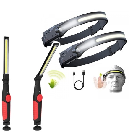 PACHET 2 LANTERNE DE CAP CU SENZOR + LANTERNA MAGNETICA