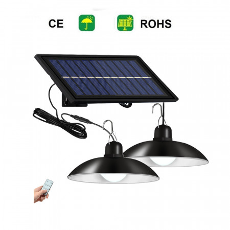 Set 2 Lampa Solara cu abajur de Interior/exterior cu telecomanda
