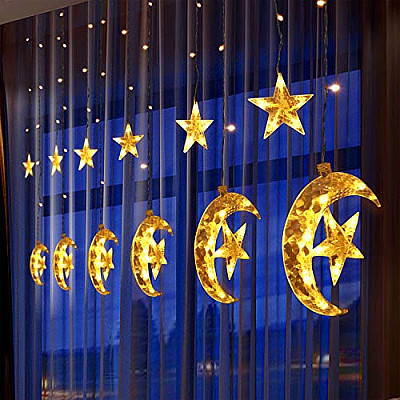 Instalatie 3m 12 Stelute + Luna LED diverse culori tip ghiranda