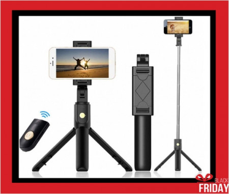 SELFIE - STICK TREPIED CU BLUETOOTH + TELECOMANDA