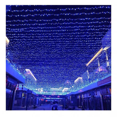 Instalatie de Craciun, rola 120m cu 1000 led-uri, alb rece cu albastru, fir negru, led-uri puternice