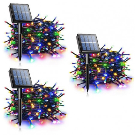PACHET 3 X Instalatie cu panou solar 100 Leduri 12M
