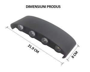 APLICA DE PERETE 8 LED-URI BIDIRECTIONALE INTERIOR-EXTERIOR 8W - Img 5